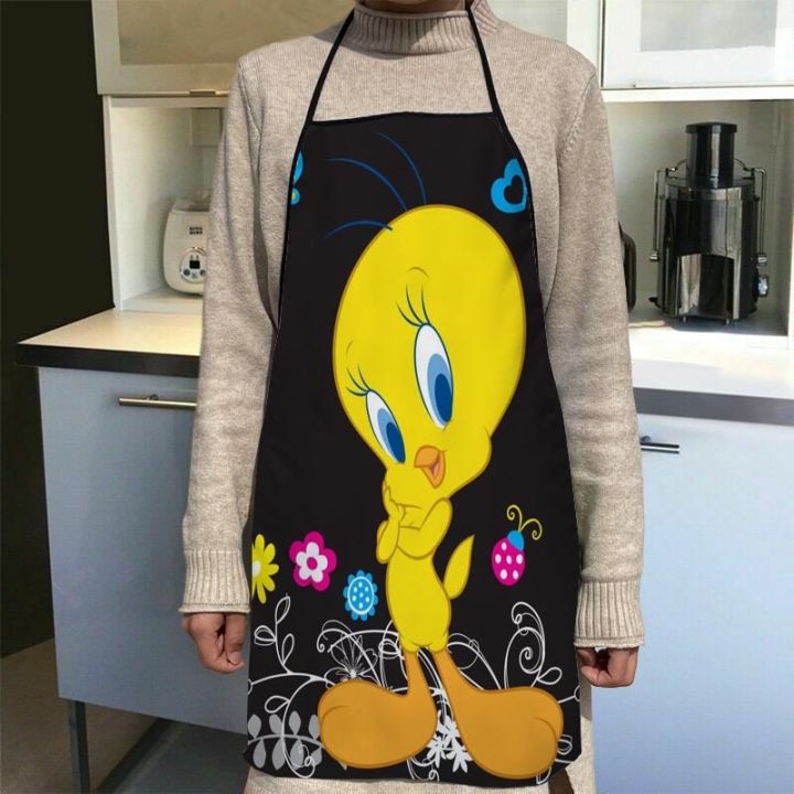 custom-t-weety-bird-kitchen-apron-dinner-party-cooking-apron-adult-baking-accessories-waterproof-fabric-printed-cleaning-tools