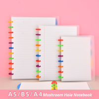 Mushroom Hole Notebook Transparent PP Cover High School Students Classroom Records Binding Discs Journal Lined Notebook Planner