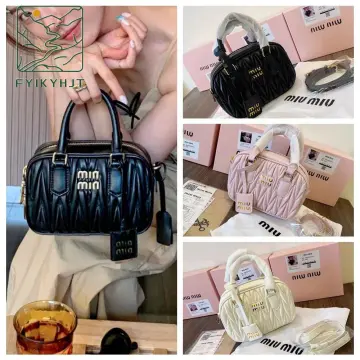 High quality designer Miu Matelasse Bowling Shoulder Bag Hobo ToTe Bag  Leather Handbag Top Handle Women's Miu Wallet - AliExpress