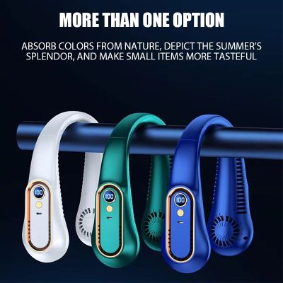 Portable Mini Hanging Neck Fan Bladeless Neckband Fan Digital Display Power Air Cooler USB Rechargeable Electric FansTH
