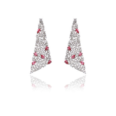 Multicolor Cubic Zircon Triangle Earrings for Wedding, Crystals Drop Dangle Earring for Bridal Women Girl Party Jewelry CE10899