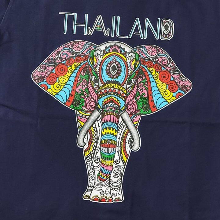 เสื้อยืดผู้ใหญ่-เสื้อยืดคอกลม-เสือสกรีนลายช้าง