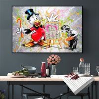 Disney Donald Duck Graffiti Art ภาพวาดผ้าใบบน Wall Art โปสเตอร์และภาพพิมพ์-Banksy Art รูปภาพสำหรับ Home Wall Decor - Cuadros