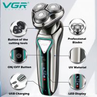 VGR Electric Shaver Razor Waterproof Beard Trimmer USB Rechargeable Professional 3D Floating Travel Lock Shaver For Men V-323