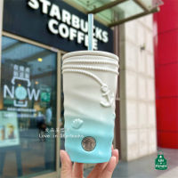 Starbuck Official Store Starbuck ถ้วย2022ครบรอบ Sea Blue สามมิติ Sea Wave Mermaid เทพธิดาเซรามิคฟางถ้วยตารางถ้วยกาแฟ Starbuck Tumbler Starbuck แก้ว