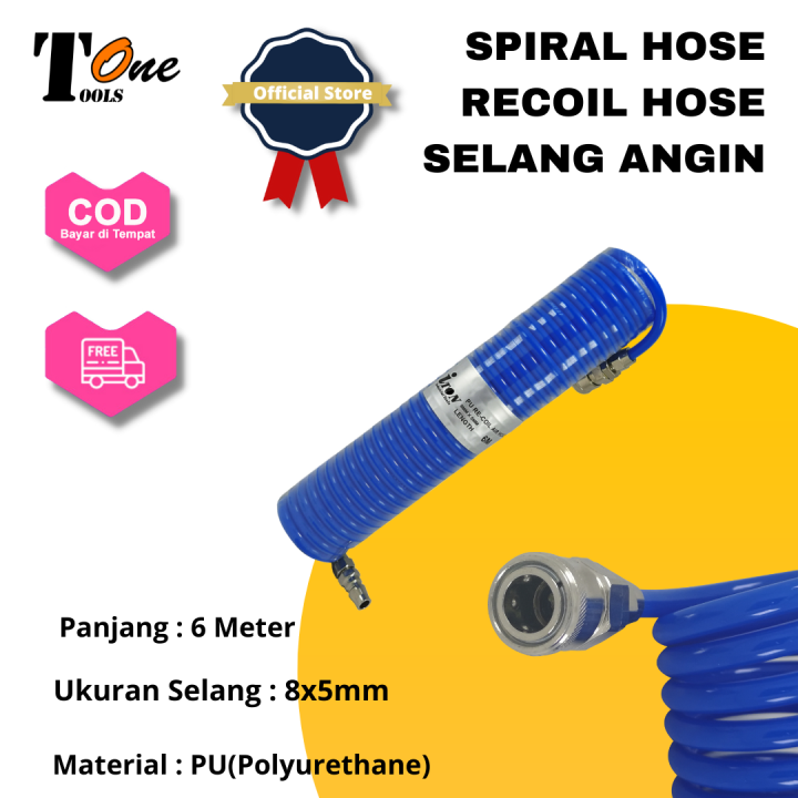 Selang Angin Spiral M Iton Recoil Hose Meter Biru Lazada Indonesia