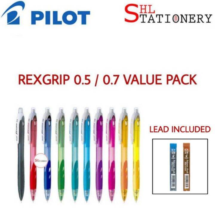 PILOT Mechanical Pencil RexGrip 0.5 / 0.7 Super Value Pack With Refill