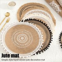 ❈ Placemats Hand-Woven Jute Retro Cotton And Linen Decorative Mats Kitchen Accessories Vase Mats Ins Simple Style Table Coasters