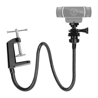☂ For Logitech Webcam Holder Stand Jaws Enhanced Durable Desk Mount Mini Cam Cell Phone Clamp Bracket With Flexible Gooseneck