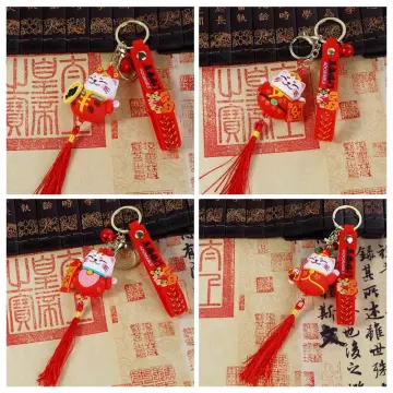 Bag Pendant Key Ring Holder Lucky Cat Keychain Key Chain Tassels