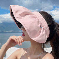 เกาหลีรุ่นร้อยป้องกันแสงแดด Sun Cap Shell หมวกกันน็อกป้องกันรังสียูวีกาวสีดำกลวงสูงหมวกพับหน้ากาก RGCP