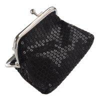 2X WomenS Sequins Coin Purse Buckle Mini Wallet(Black)