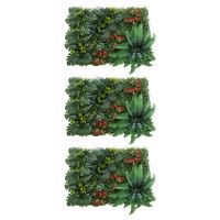 3X Artificial Grass DIY Miniature Lawn, Garden Ornament, Red Leaves