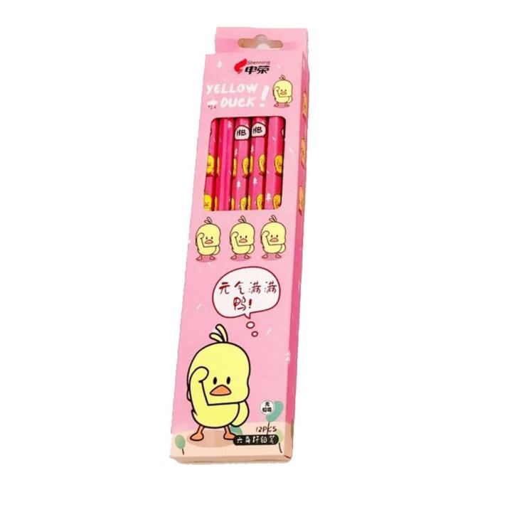ส่งฟรี-ดินสอ-ดินสอไม้-น่ารัก-ๆ-ดินสอไม้-เป็ด-yellow-duck-กล่องละ-12-ด้าม-แพ็ค12กล่อง-ราคาถูก