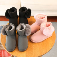 Cute Furry Heart-Shape Girls Snow Boots Waterproof Winter Platform Shoes for Girls Black Gray Pink Children Girl Boots E08098