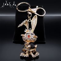 Full Crystal Rabbit Hare Bunny Key Chain for Women Men Alloy Rhinestone Gold Color Bag Car Accessories Jewelry porte clefs K5341