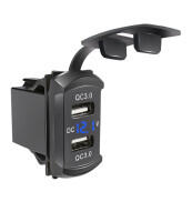 Sạc USB Kép QC 3.0, Vôn Kế Chống Nước 12