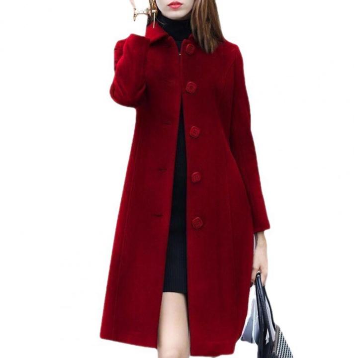comemore-autumn-women-coat-mid-length-collar-elegant-warm-winter-jacket-single-breasted-solid-color-turn-down-plus-size-3xl-4xl