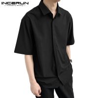 CODTheresa Finger INCERUN Mens Fashion Plain Short Sleeve Buttons Loose Casual Shirts