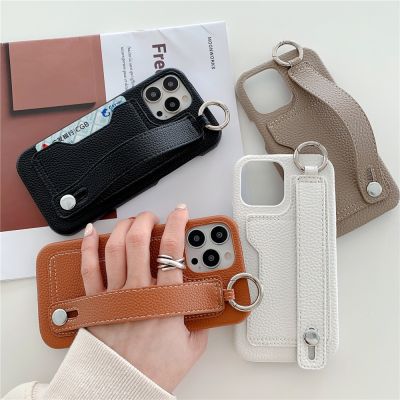 「Enjoy electronic」 Luxury Leather Wristband Card Case iPhone 12 13 Mini 11 Pro Max Phone Case Phone Case Card Holder Wallet Cover 7 8 Plus X XS XR