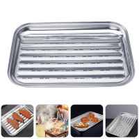 สแตนเลสกระทะย่างถาดทอดตั้งแคมป์บาร์บีคิว Bakeware ย่างแผ่นตะกร้าครัวเรือนทอด