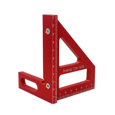 Woodworking Square Protractor Aluminum Alloy Miter Triangle Ruler Layout Measuring Tool for Engineer Carpenter -Red