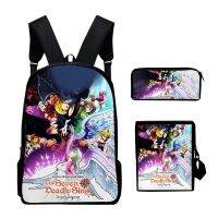 ▦  Youthful The Deadly Sins Print 3pcs/Set Student bags Laptop Daypack Shoulder