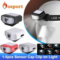 【lz】❦  1-5pcs Sensor Cap Clip on Lights COB LED Camping Farol Tipo-C Recarregável 400LM 6 Modos de Emergência Cabeça Lanterna Trabalho Lâmpada