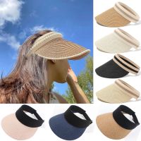 2023 New Summer Empty Top Sun Hat Anti Uv Female Outdoor Visor Cap Casual Shade Hat Straw Wide Large Brim Beach Sunhat Lady