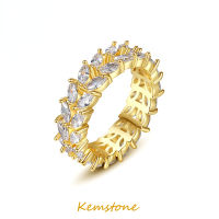 Kemstone Ins Design แหวนคริสตัลชุบทองสำหรับผู้หญิงเครื่องประดับแฟชั่นเรียบง่าย