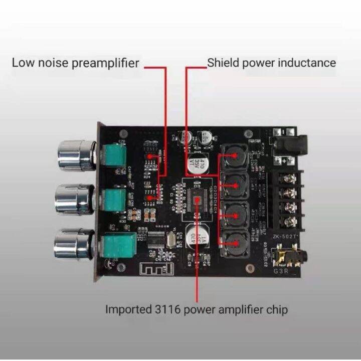 แอมป์จิ๋ว-zk-502t-โมดูลเครื่องขยายเสียงสเตอริโอ-bluetooth-5-0-50w-2-ในตัวtp3116d2-แอมป์จิ๋วบลูทูธ-บริการเก็บเงินปลายทาง