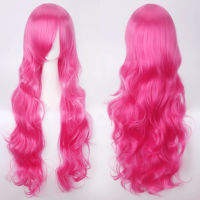 QP Pink Hair synthetic Wigs Air Volume High Temperature Soft Hair Silk Bulk Hair Long Curly Big Wave Hair Wig Cosplay Gift gift