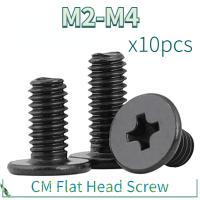 10pcs Black Carbon Steel Cross Phillips Ultra Thin Flat Wafer Head Screw CM M2 M2.5 M3 M4 for Laptop PC Screw Nut Drivers