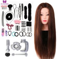 hot！【DT】▽  Training Mannequin with 60  Real Human Hair for Barber Hairdressing  Practice Hairstyles Styling