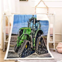 Green kart tires edge nice wheel 3D warm Plush Fleece Blanket picnic sofa