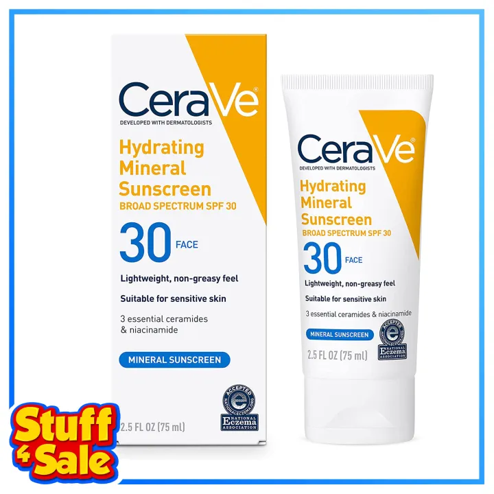 CeraVe Hydrating Mineral Sunscreen SPF 30 Broad Spectrum Face 2.5 fl oz ...