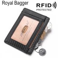 Royal Bagger Ngăn Đựng Thẻ RFID Bằng Da Sợi Cacbon Ví Kẹp Tiền Mỏng Thời thumbnail