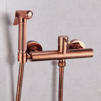 Toilet Bidet Faucet Rose Gold Bath Shower Tap Mixer Muslim Cold and Hot Adjustable Install Shower Sprayer Head High Pressure Tap