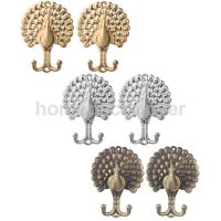 【cw】 1 Pair Peacock Drapery Curtain Tiebacks Holdback Bag Coats Wall Door Hooks