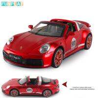 1/4 32โมเดลรถอัลลอยพอร์เชอ911ขนาดเล็ก1/32รถเหล็กหล่อโมเดล Targa 4S ของเล่นสำหรับเด็กผู้ชายของขวัญรถจำลองโลหะ Hoy