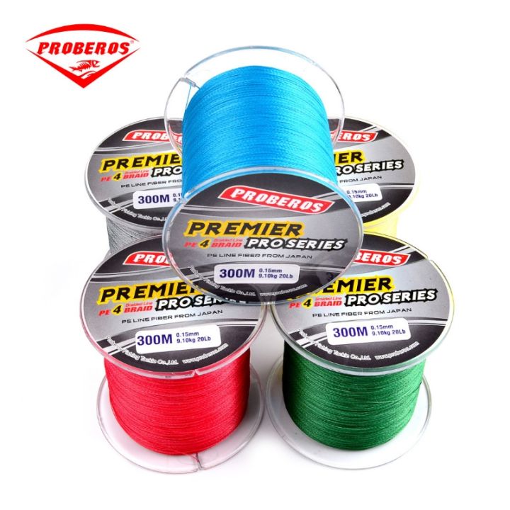 pro-beros-300ม-pe-4ถักเปียมัลติฟิลาสายตกปลาสายตกปลาแบบถักแข็งแรงมากคุณภาพสูง100lb-6lb