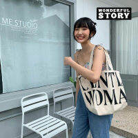 【พร้อมส่ง】Wonderful story กระเป๋าผู้หญิง กระเป๋าผ้าใบ กระเป๋าถือ แฟชั่นมาใหม่