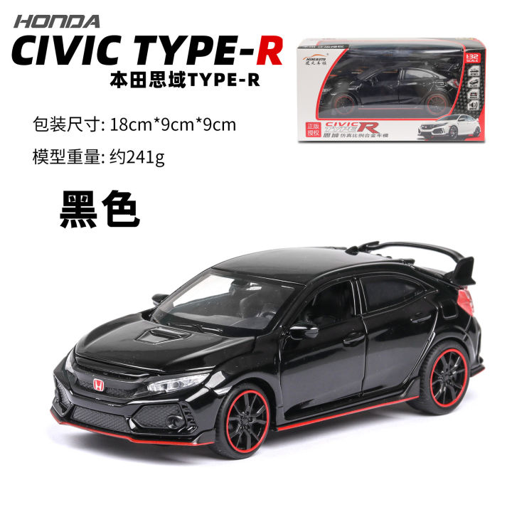 1-32ฮอนด้าซีวิค-type-r-จำลองล้อแม็กเดิมเด็กเสียงและแสงดึงกลับรถของเล่นล้อแม็กรถยนต์รุ่นยานพาหนะหล่อ