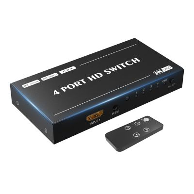 1 Set 8K HD Switcher 4 Port -Compatible Switcher 4 in 1 Out Splitter 8K 60Hz Game Projector Home Converter