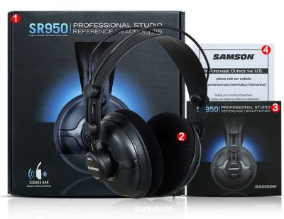 Original Samson SR950 Professional monitoring headphones fully closed type studio DJ headset with Velvet Earpads