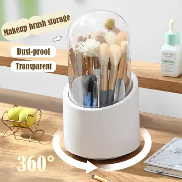 Square Brush Holder, 360degree Rotating Brushes Container