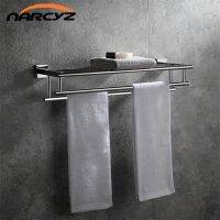 New Style Square Chrome color Towel rack Towel rack 304 stainless steel double towel rack Wall mount Bathroom accessories 9170K