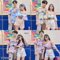 SS18625 ชุดเซ็ท 3ชิ้น เสื้อฮาวาย+ เสื้อครอป + สายผูกผม ..