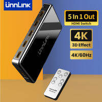 Unnlink 4K 60Hz HDMI Switch 3x1 5x1 Switcher Converter Adapter with Remoter for MI 3 PS3 PS4 Pro PC Projector Laptop