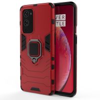 สำหรับ OnePlus 9โปรพีซี + เคสป้องกันกันกระแทก TPU พร้อมที่วางแหวนแม่เหล็ก (สีแดง) (จัดส่งรวดเร็ว)